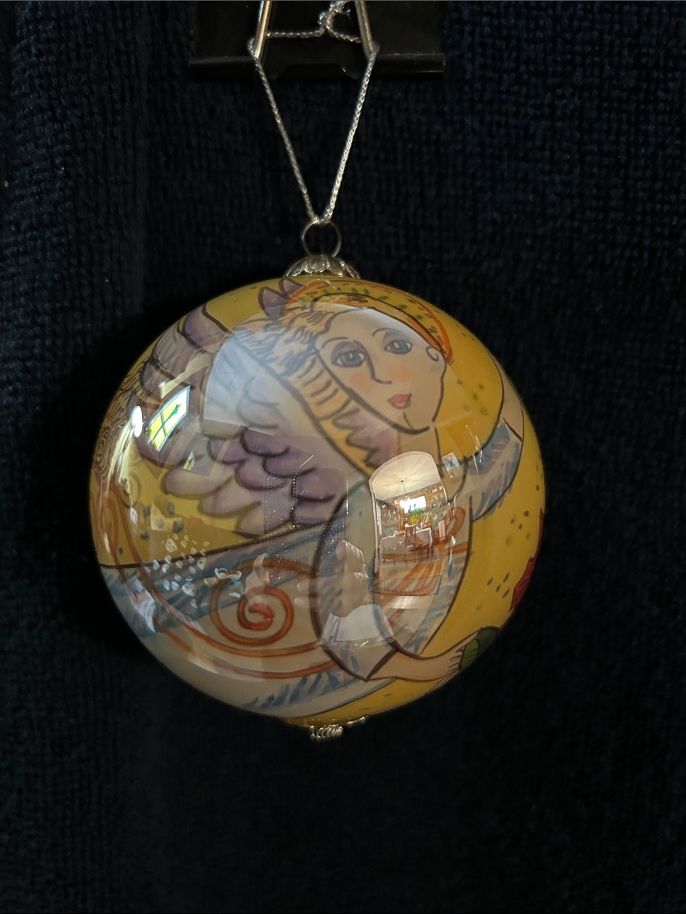 Li Bien 2006 Hand-Painted Yellow Angel Holiday Ornament with Padded Box & Card